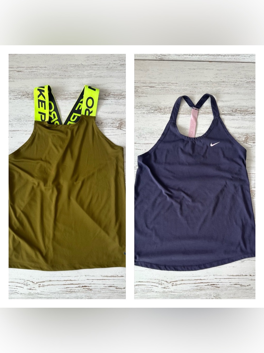 NIKE PRO Dri-Fit Racer Back Tanks M Lot of TWO Purple Green Workout Running